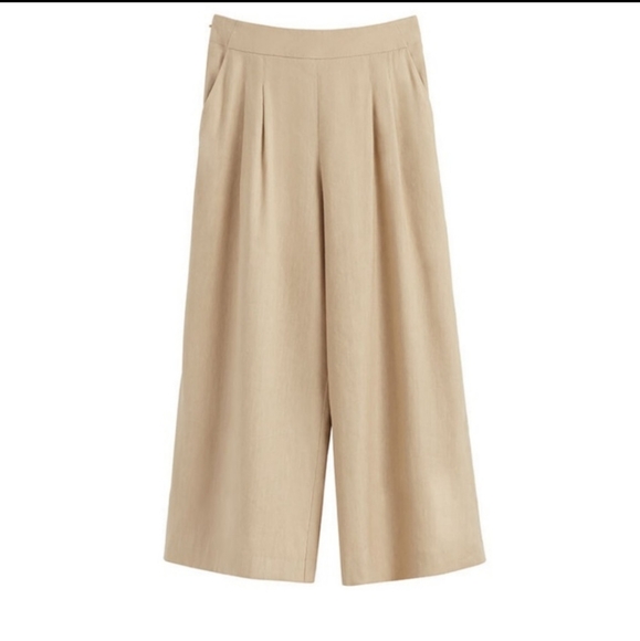 Cuyana Pants - Cuyana Wide Leg Linen Palazzo Pants